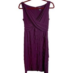 American Living Eggplant Sleeveless Dress V-Neck Ruffle New Size 8